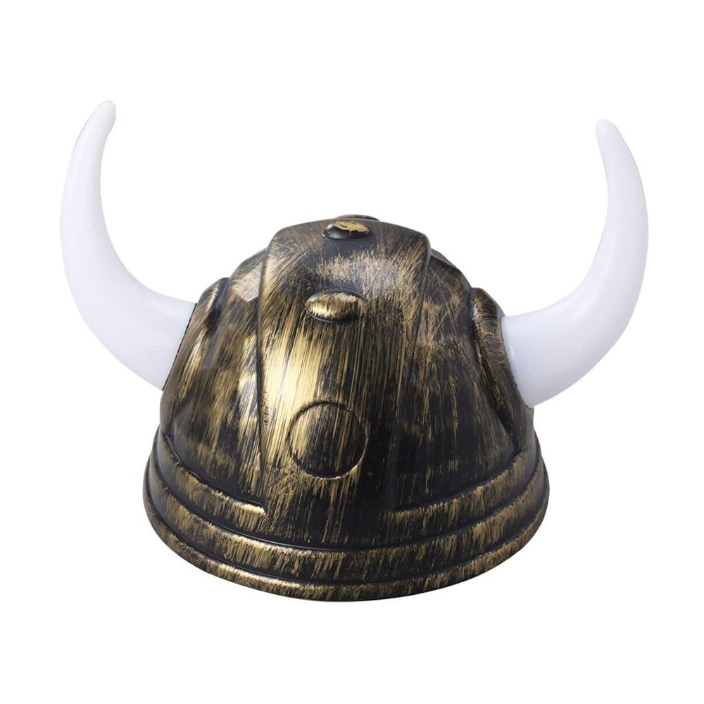 5562 Buffalo Horn Hat, Viking Bull Horn Costume Hat, Golden Plastic